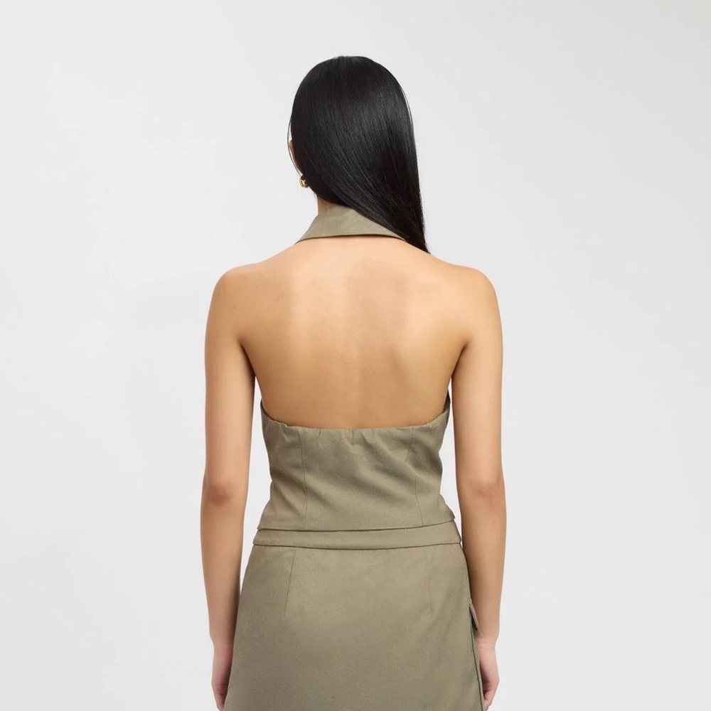Kookai Olive Green Halter Top - Picture 3 of 5